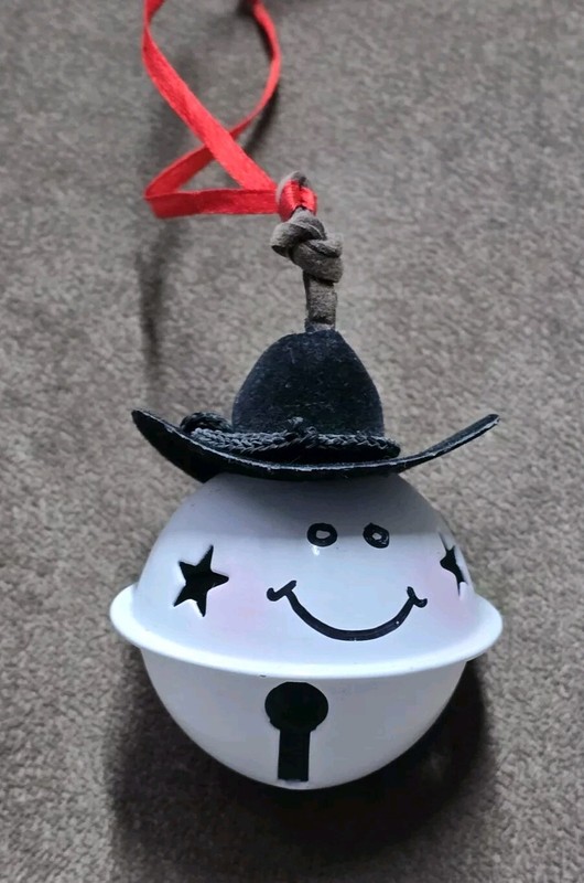 Cowboy Hat Bell Ornament - Smilely Face - Texas - Christmas Tree