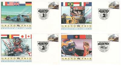 Set of 4 x 1989 AUSTRALIAN GRAND PRIX ADELAIDE FDC Day 1, Day 2, Day 3 & 5th Nov