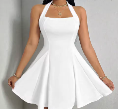 halter neck satin mini dress Alicia Satin Halter Mini Dress main image 1