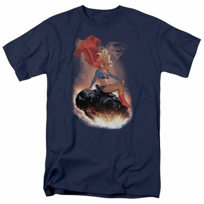 Supergirl Ride It Out T Shirt Mens Licensed Kara Zor-el DC Comics Tee Navy 