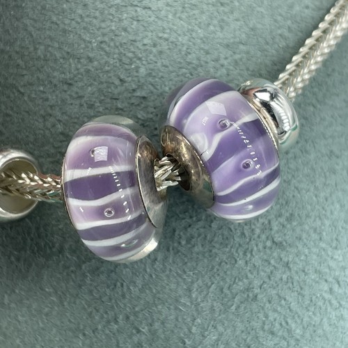 Rhona Sutton 925 sterling silver charm bracelet purple Murano glass Charmed Bead - 第 2/10 張圖片