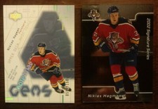 2001/02 NIKLAS HAGMAN RC LOT OF 2 Serial numbered /1500 Panthers COMB SHIP
