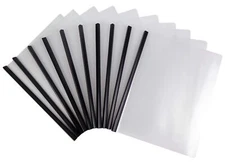 10 Pack Clear Report Covers with Sliding Bar for Presentation Folders Document
