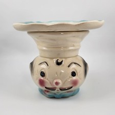 Rare Vintage Kitch Kitchen 603 USA Bisque French Chef Cookie Tray Cookie Jar EUC