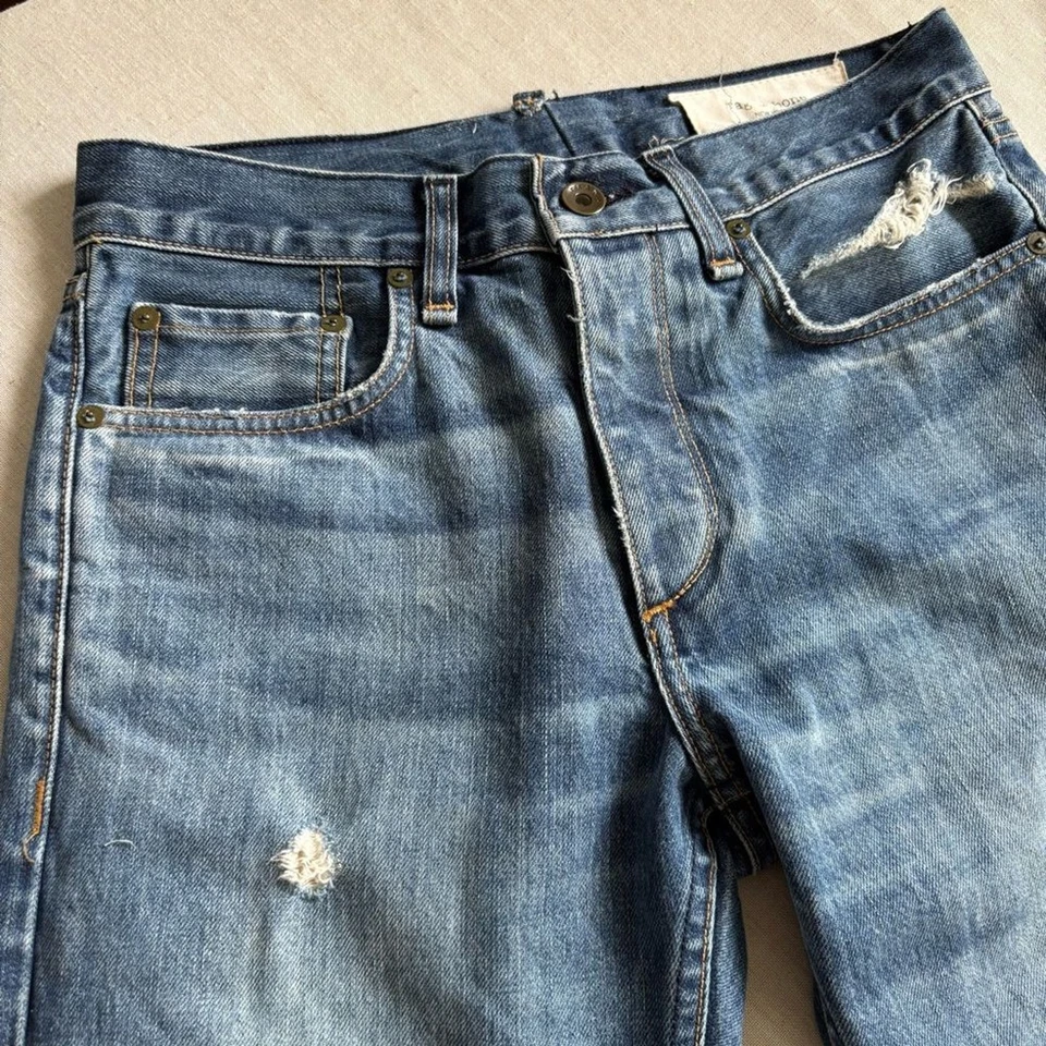 rag & bone Standard Issue Distressed Slim Leg Jeans Size 28 Button Fly - Image 2 of 4
