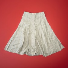 Eileen Fisher light Beige Irish linen a line Skirt midi Woman's Size Medium