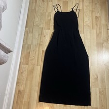 Urban Outfitters black midi dress with spaghetti straps slit bodycon dress small