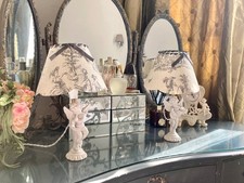 Pair of French Cherub Lamps - Vintage toile de jouy Bedside Table Lights *OOAKF
