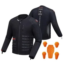  Motorcycle Jacket with CE Armor, Tight-Fit Summer Mesh Breathable Large Black