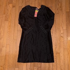 BRAND NEW $525 Tory Burch Venus Black 100% Silk Long Sleeve Dress Size 12