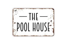 The Pool House Sign  Rustic Coastal Wall Decor  Beach House Swimming Pool