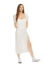 DANIELLE BERNSTEIN Womens White Short Sleeve Tea-Length Sheath Dress 12