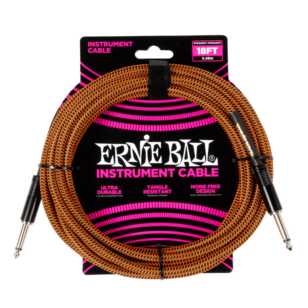 Ernie Ball Braided Instrument Cable StraightStraight 18 Feet Pumpkin Pie 4790₽