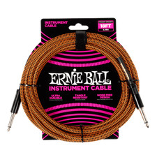 Ernie Ball Braided Instrument Cable Straight/Straight 18 Feet, Pumpkin Pie