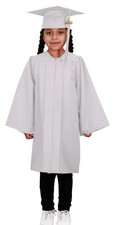 Child Matte White Graduation Cap Gown - Preschool Kindergarten
