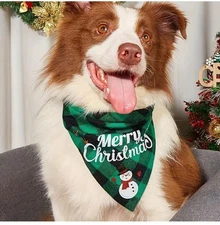 1pc Christmas Dog Bandana Triangle Scarf Napkin Bib Neckerchief Pet Party Decor