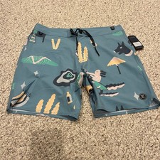 NWT Roark Agave Blue Passage 18" Hemp Blend Board Shorts Sz 34 Outdoor Beach