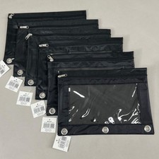 ADVANTUS 3 Pack Binder Pencil Pouch 6 EA Per Box 10 x 7.38 Black/Clear