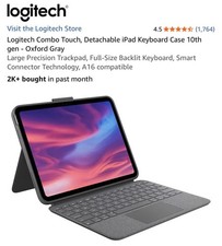 Logitech Combo Touch Keyboard Case for Apple iPad 10th Gen. - Oxford Gray