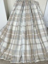Beige Cream Grey Neutral Heavy Checked Tartan P.Pleat Curtains 66" W X 54" L VGC