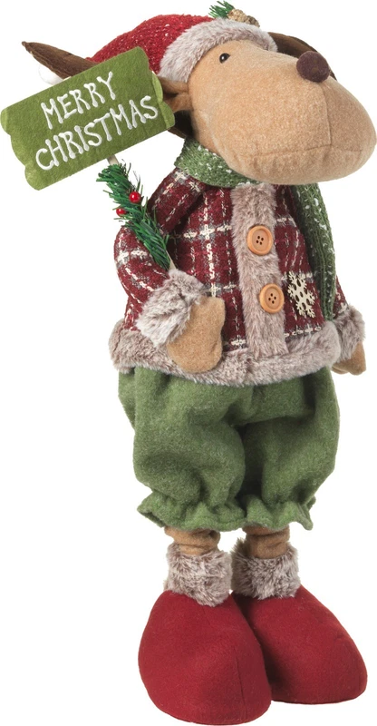 Pupazzo Renna di Natale con Gambe Estensibili Merry Christmas Fermaporta 80 cm