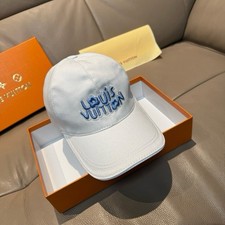 Louis Vuitton Baseball Cap Hat White Blue Emb...