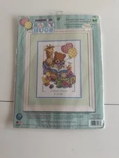 Teddy and Friends Birth Record Cross Stitch, Dimensions Baby Hugs, NEW # 72916