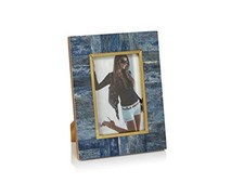 Biarritz Blue Bone Photo Frame w/Inner Brass Trim 5 x 7 5x7