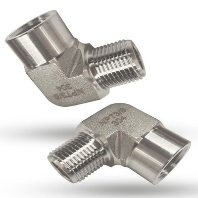 2pcs 90 Degree Street Elbow, 304 Stainless Steel 1/4'' MNPT x FNPT, 304ss