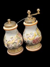 VINTAGE CAPODIMONTE SALT  PEPPER MILL GRINDER with CHERUBS SET