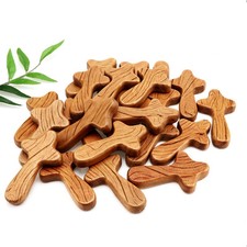 24 Pieces Small Hand Held Pine Wooden Cross Bulk Portable Prayer Crosses Hold...