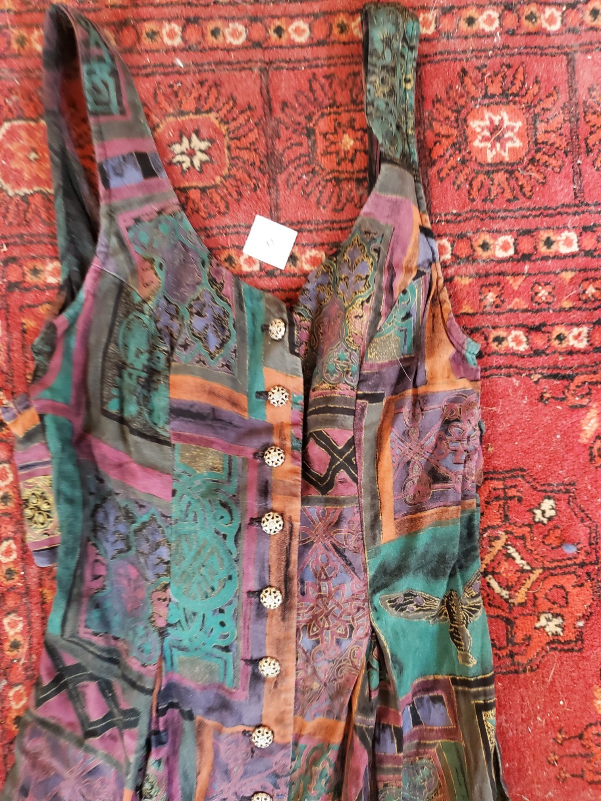 patterned multi colored boho jumpsuit size medium - image 4