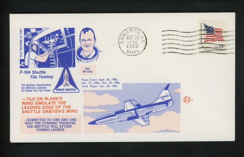 US Space Cover Shuttle Test Flight F-104 Tile Test  AFB Edwards CA 10/30/1980