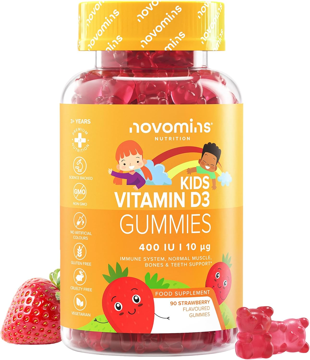 Kids Vitamin D Gummies - 3 Month Supply - 400 IU Vitamin D3 - Alternative to Vit