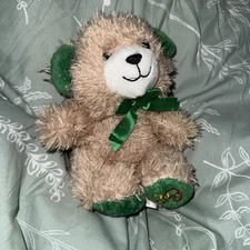 Greenbrier International Holiday Christmas Bear Plush 6" Stuffed Toy Beige Green