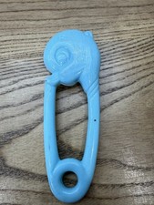 Antique Baby Rattle Duck Safety Pin Baby Toy 1960s Infant Toys Blue