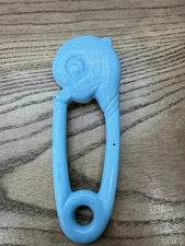 Antique Baby Rattle Duck Safety Pin Baby Toy 1960s Infant Toys Blue