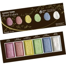 Kuretake Gansai Tambi Pearl Colors Watercolor Paint Set, 6 Colors, Japan