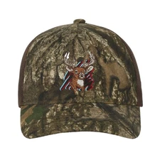 Youth Realtree APX Camo/Brown 6 panel Structured Pre-Curved Cotton Camo Cap