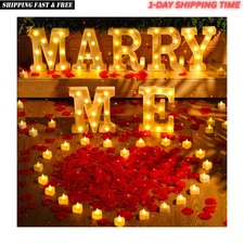 Marry Me Light up Letters Proposal Decorations Will You Marry Me Sign Rose Petal