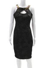 Jax Womens Textured Sleeveless Zip Sparkly Mid Length Dress Black Size 06