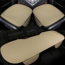 2 Pcs Leather 1 Rear Bench Cover Beige