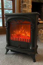 Freestanding Electric Fireplace Heater Portable LED Flame Effect Stove Decor NEW