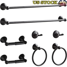 Bathroom Hardware Set Towel Bar Ring Holder Robe Hook Stainless Steel 8 Pieces