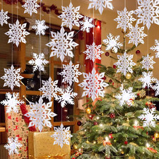 Winter Christmas Hanging Snowflake Decorations, 12PCS Snowflakes Garland  12PCS