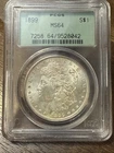 1899 P Morgan Silver Dollar OGH PCGS MS64 Well Struck Key Date Coin, Green Slab