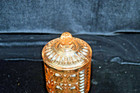 Vtg Selenium Indiana Glass Windsor Pink Peach Marmalade Jar with Lid — photo 5