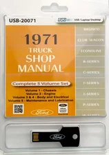 1971 Ford Truck F100 F250 F350 Bus Van Shop Manual Service Repair on USB