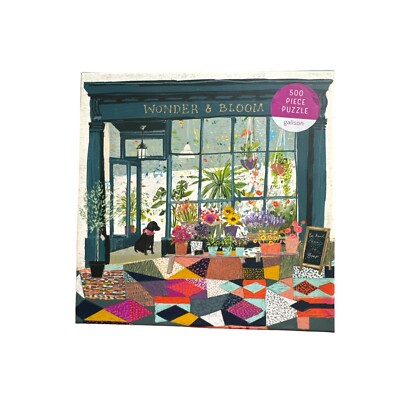Galison WONDER & BLOOM 500 piece Jigsaw Puzzle Dog Plant Shop 20x20 Finished