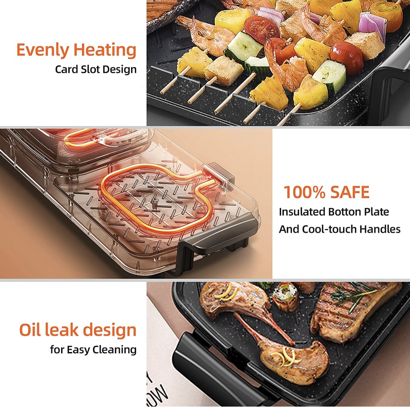 Aoran Kitchen Hot Pot with Grill,2200w 3 in 1 Electric Smokeless Indoor